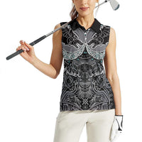 Viking Odin Ravens Wolves Vegvisir Women Sleeveless Polo Shirt Nordic Knotwork Mythology Engraving Style