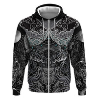 Viking Odin Ravens Wolves Vegvisir Zip Hoodie Nordic Knotwork Mythology Engraving Style