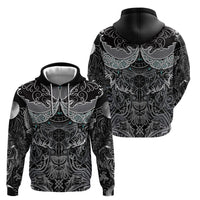 Viking Odin Ravens Wolves Vegvisir Zip Hoodie Nordic Knotwork Mythology Engraving Style