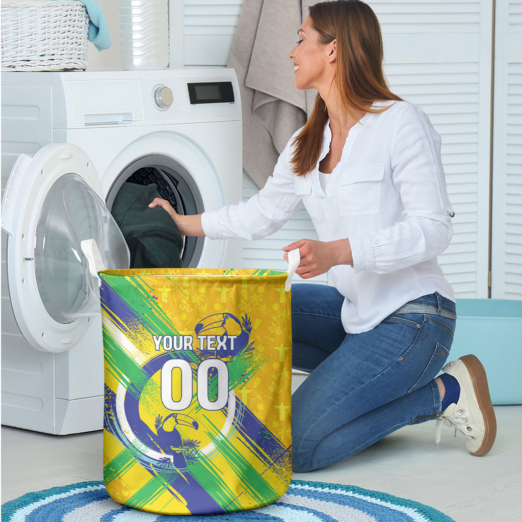 Personalized Brazil Soccer Football Jaguar Laundry Basket Christ The Redeeme - Soccer Mascot With Carnival Vibes