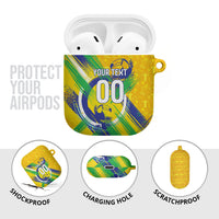Personalized Brazil Soccer Football Jaguar AirPods Case Christ The Redeeme - Soccer Mascot With Carnival Vibes