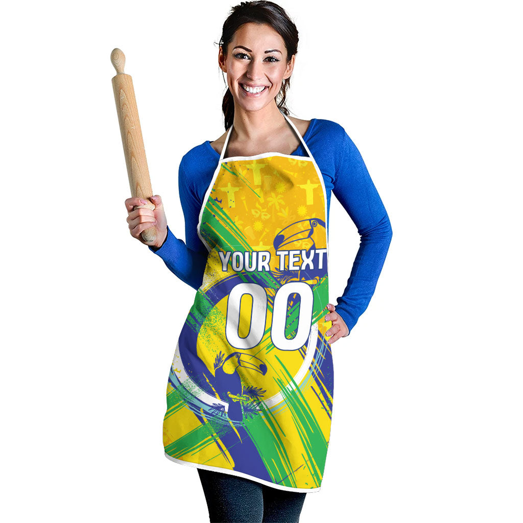 Personalized Brazil Soccer Football Jaguar Apron Christ The Redeeme - Soccer Mascot With Carnival Vibes