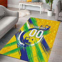 Personalized Brazil Soccer Football Jaguar Area Rug Christ The Redeeme - Soccer Mascot With Carnival Vibes