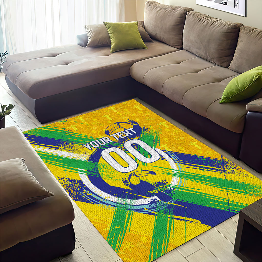 Personalized Brazil Soccer Football Jaguar Area Rug Christ The Redeeme - Soccer Mascot With Carnival Vibes