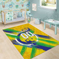 Personalized Brazil Soccer Football Jaguar Area Rug Christ The Redeeme - Soccer Mascot With Carnival Vibes