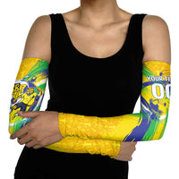 Personalized Brazil Soccer Football Jaguar Arm Sleeves Christ The Redeeme - Soccer Mascot With Carnival Vibes