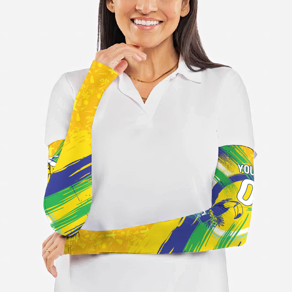 Personalized Brazil Soccer Football Jaguar Arm Sleeves Christ The Redeeme - Soccer Mascot With Carnival Vibes
