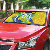 Personalized Brazil Soccer Football Jaguar Auto Sun Shade Christ The Redeeme - Soccer Mascot With Carnival Vibes