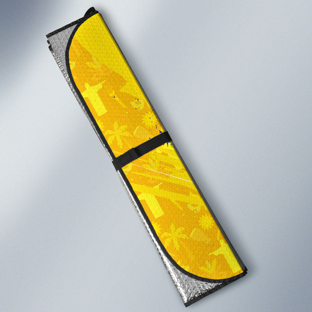 Personalized Brazil Soccer Football Jaguar Auto Sun Shade Christ The Redeeme - Soccer Mascot With Carnival Vibes