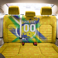 Personalized Brazil Soccer Football Jaguar Back Car Seat Cover Christ The Redeeme - Soccer Mascot With Carnival Vibes