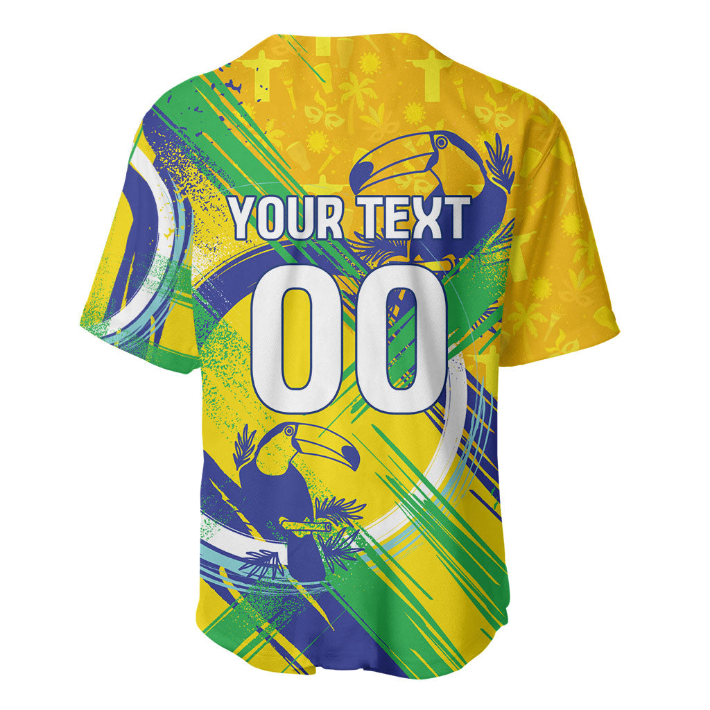 Personalized Brazil Soccer Football Jaguar Baseball Jersey Christ The Redeeme - Soccer Mascot With Carnival Vibes