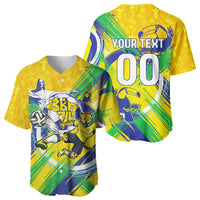 Personalized Brazil Soccer Football Jaguar Baseball Jersey Christ The Redeeme - Soccer Mascot With Carnival Vibes
