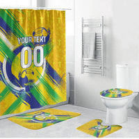 Personalized Brazil Soccer Football Jaguar Bathroom Set Christ The Redeeme - Soccer Mascot With Carnival Vibes