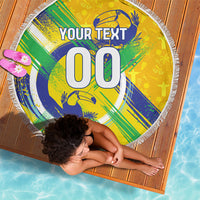 Personalized Brazil Soccer Football Jaguar Beach Blanket Christ The Redeeme - Soccer Mascot With Carnival Vibes