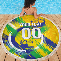 Personalized Brazil Soccer Football Jaguar Beach Blanket Christ The Redeeme - Soccer Mascot With Carnival Vibes