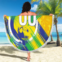 Personalized Brazil Soccer Football Jaguar Beach Blanket Christ The Redeeme - Soccer Mascot With Carnival Vibes