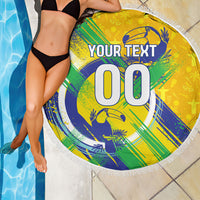 Personalized Brazil Soccer Football Jaguar Beach Blanket Christ The Redeeme - Soccer Mascot With Carnival Vibes