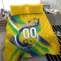 Personalized Brazil Soccer Football Jaguar Bedding Set Christ The Redeeme - Soccer Mascot With Carnival Vibes
