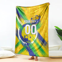 Personalized Brazil Soccer Football Jaguar Blanket Christ The Redeeme - Soccer Mascot With Carnival Vibes