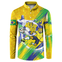 Personalized Brazil Soccer Football Jaguar Button Sweatshirt Christ The Redeeme - Soccer Mascot With Carnival Vibes