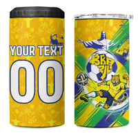 Personalized Brazil Soccer Football Jaguar 4 in 1 Can Cooler Tumbler Christ The Redeeme - Soccer Mascot With Carnival Vibes