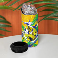 Personalized Brazil Soccer Football Jaguar 4 in 1 Can Cooler Tumbler Christ The Redeeme - Soccer Mascot With Carnival Vibes