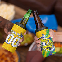 Personalized Brazil Soccer Football Jaguar 4 in 1 Can Cooler Tumbler Christ The Redeeme - Soccer Mascot With Carnival Vibes