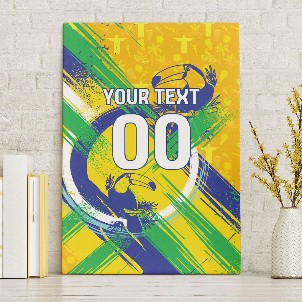 Personalized Brazil Soccer Football Jaguar Canvas Wall Art Christ The Redeeme - Soccer Mascot With Carnival Vibes