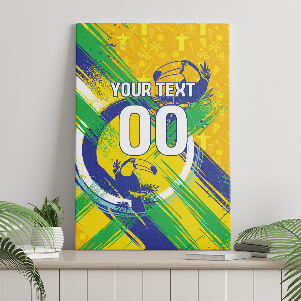 Personalized Brazil Soccer Football Jaguar Canvas Wall Art Christ The Redeeme - Soccer Mascot With Carnival Vibes
