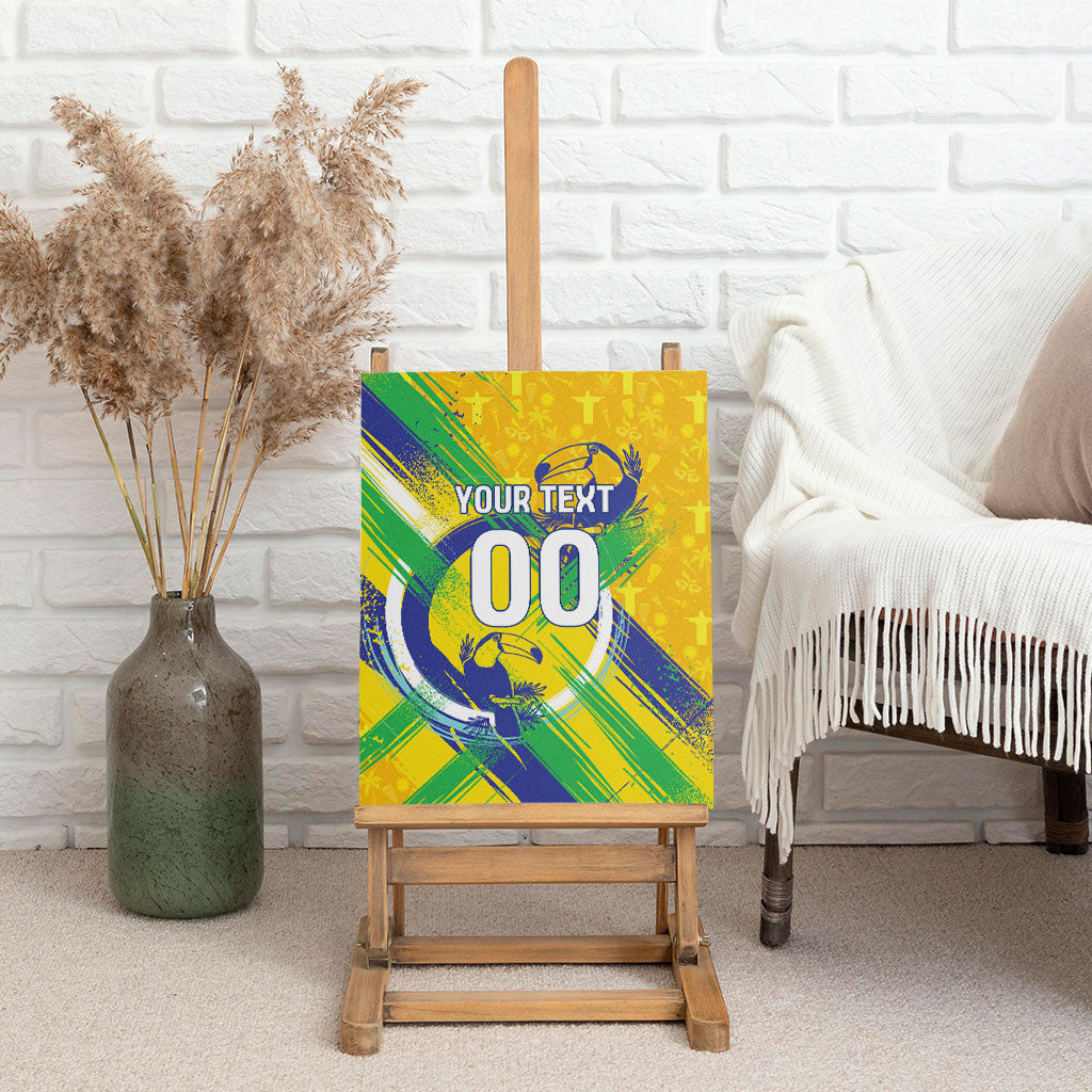 Personalized Brazil Soccer Football Jaguar Canvas Wall Art Christ The Redeeme - Soccer Mascot With Carnival Vibes