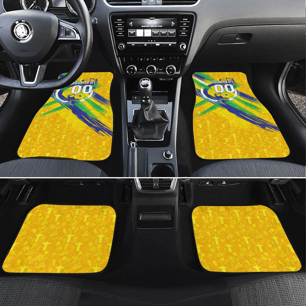 Personalized Brazil Soccer Football Jaguar Car Mats Christ The Redeeme - Soccer Mascot With Carnival Vibes