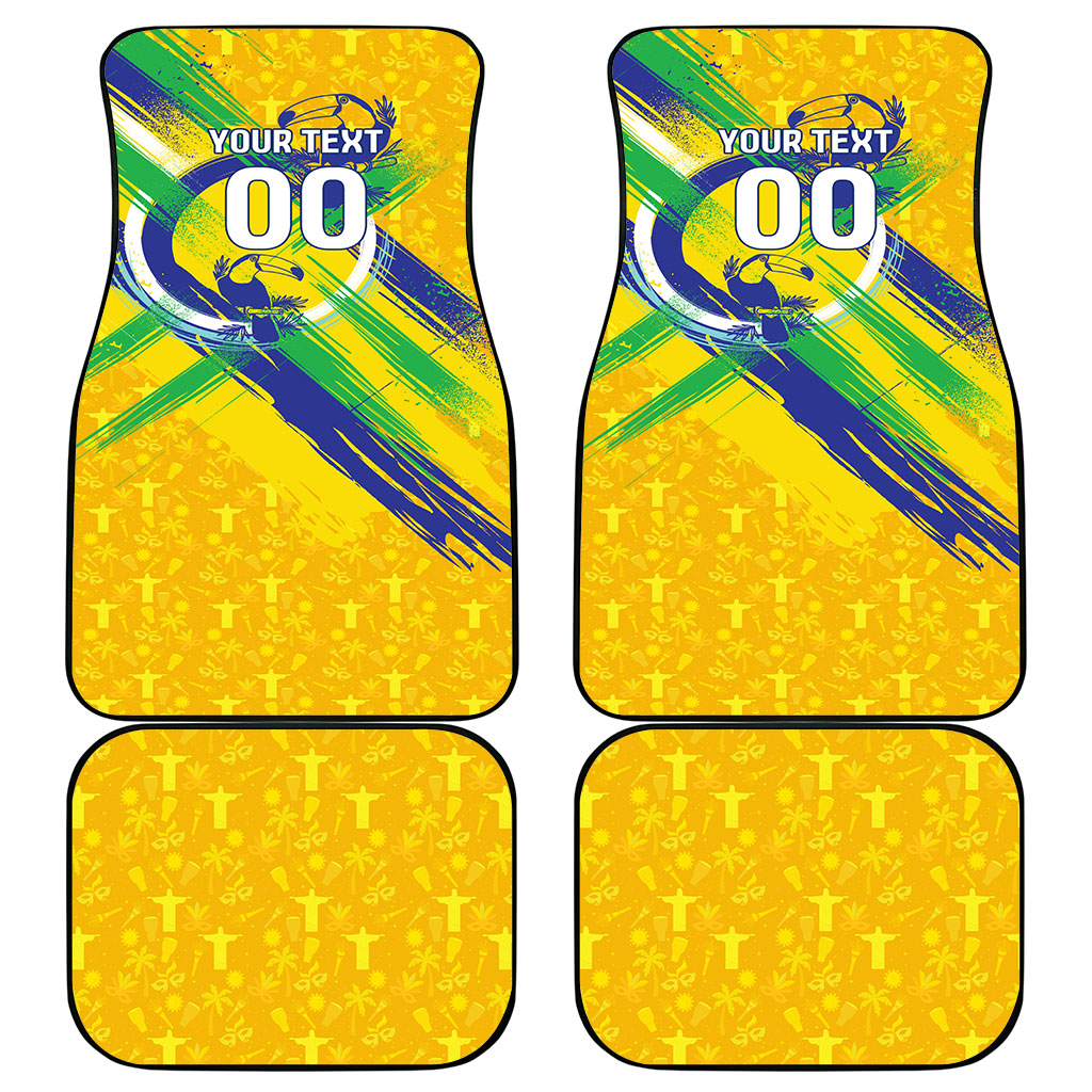 Personalized Brazil Soccer Football Jaguar Car Mats Christ The Redeeme - Soccer Mascot With Carnival Vibes