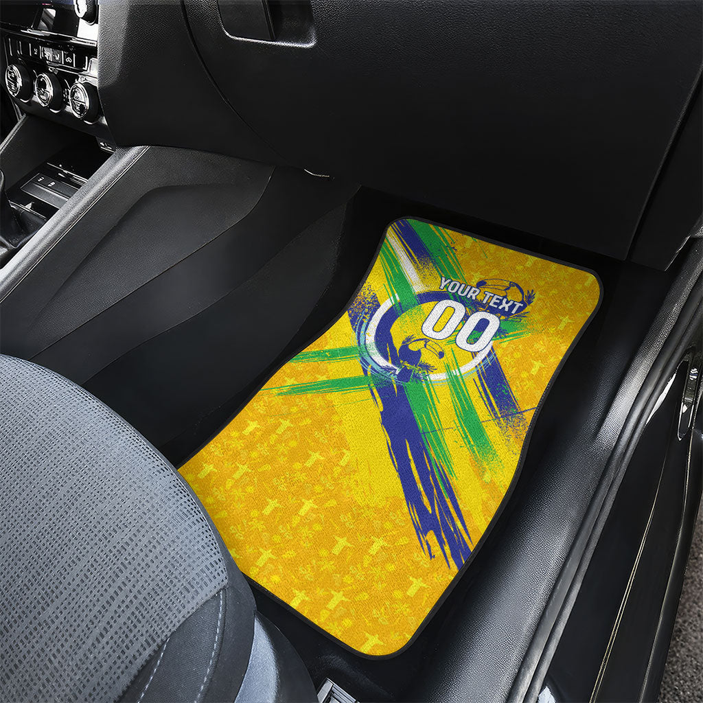 Personalized Brazil Soccer Football Jaguar Car Mats Christ The Redeeme - Soccer Mascot With Carnival Vibes