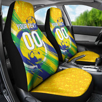 Personalized Brazil Soccer Football Jaguar Car Seat Cover Christ The Redeeme - Soccer Mascot With Carnival Vibes