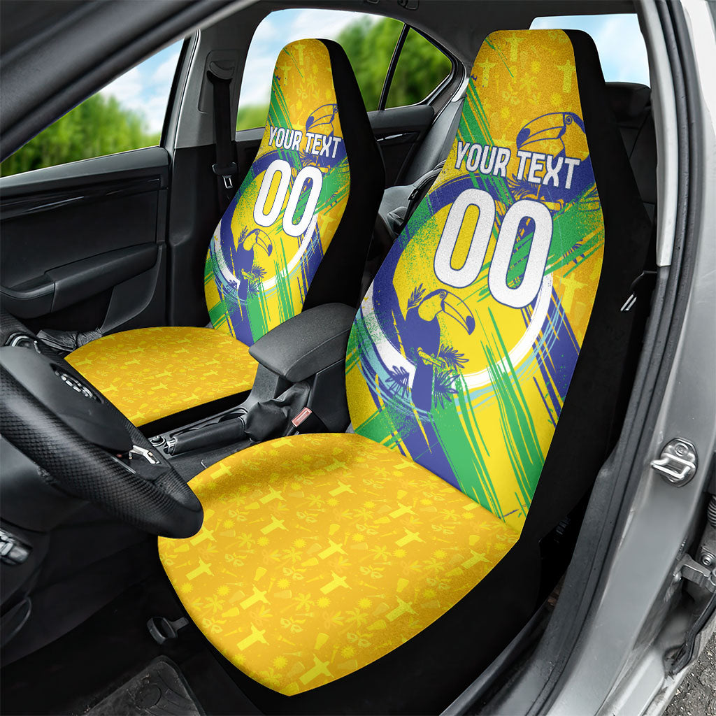 Personalized Brazil Soccer Football Jaguar Car Seat Cover Christ The Redeeme - Soccer Mascot With Carnival Vibes