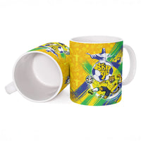 Personalized Brazil Soccer Football Jaguar Ceramic Mug Christ The Redeeme - Soccer Mascot With Carnival Vibes