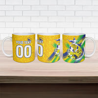 Personalized Brazil Soccer Football Jaguar Ceramic Mug Christ The Redeeme - Soccer Mascot With Carnival Vibes