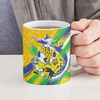Personalized Brazil Soccer Football Jaguar Ceramic Mug Christ The Redeeme - Soccer Mascot With Carnival Vibes