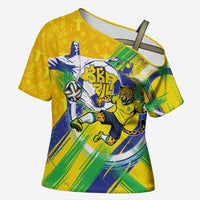 Personalized Brazil Soccer Football Jaguar Cross Shoulder Shirt Christ The Redeeme - Soccer Mascot With Carnival Vibes