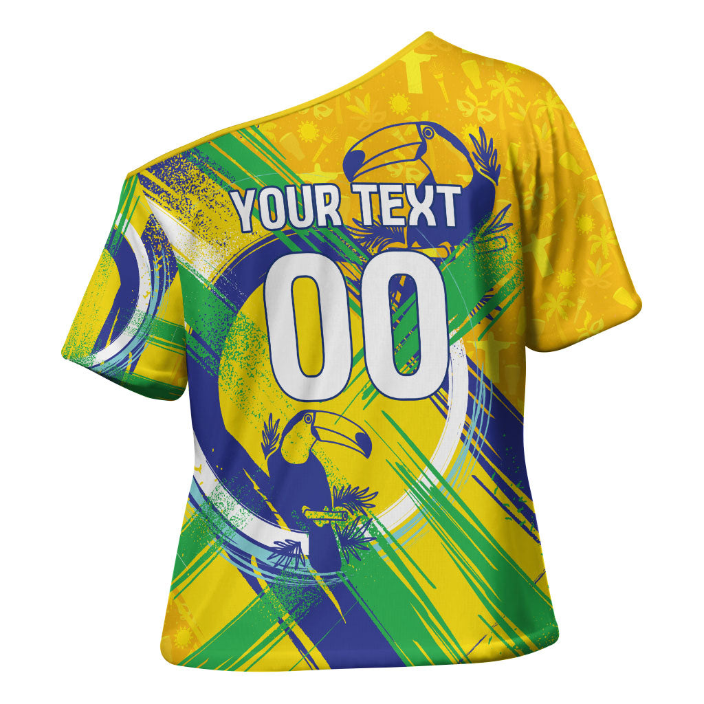 Personalized Brazil Soccer Football Jaguar Cross Shoulder Shirt Christ The Redeeme - Soccer Mascot With Carnival Vibes