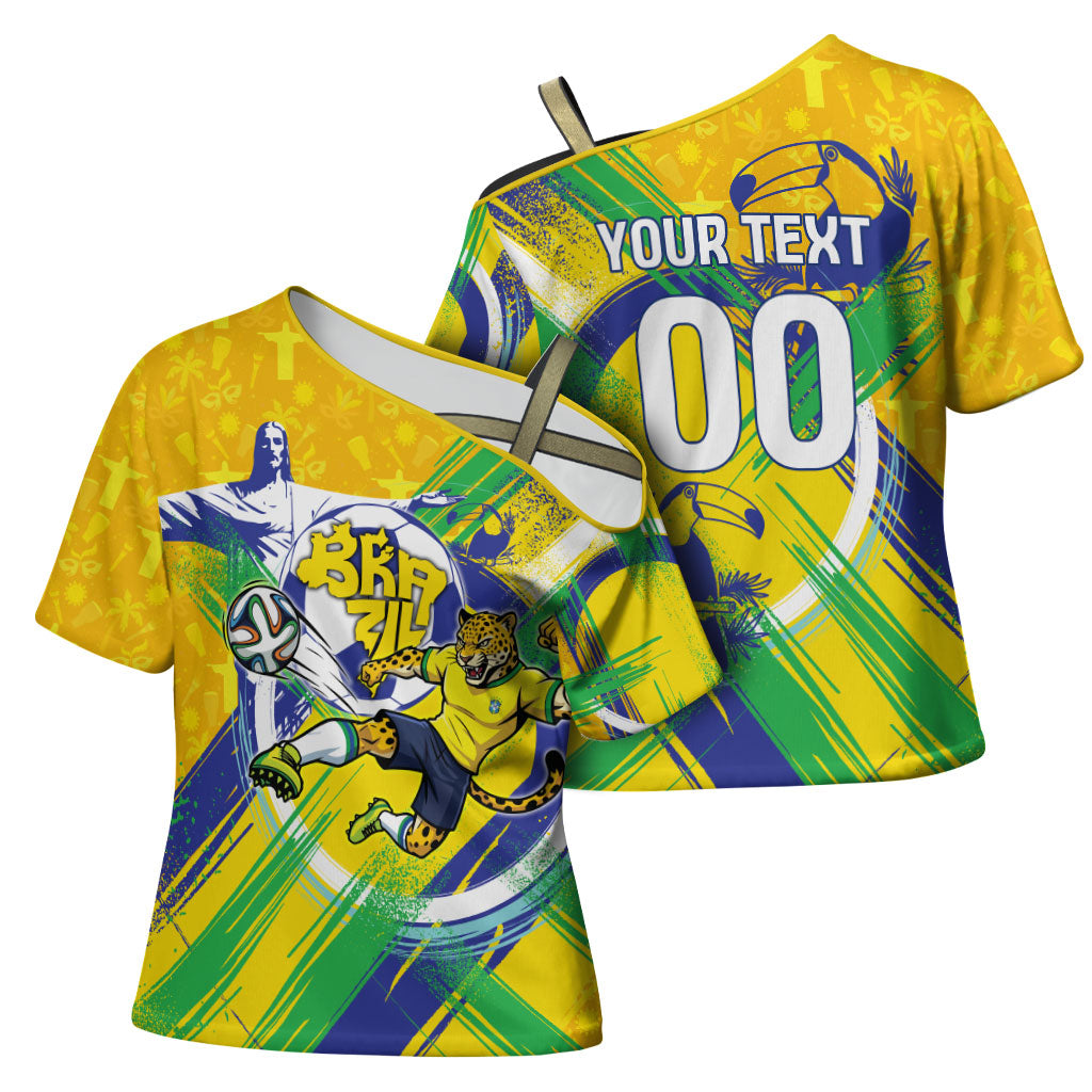Personalized Brazil Soccer Football Jaguar Cross Shoulder Shirt Christ The Redeeme - Soccer Mascot With Carnival Vibes