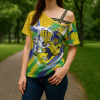 Personalized Brazil Soccer Football Jaguar Cross Shoulder Shirt Christ The Redeeme - Soccer Mascot With Carnival Vibes