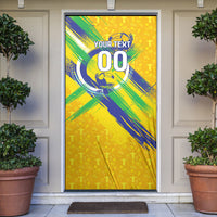 Personalized Brazil Soccer Football Jaguar Door Cover Christ The Redeeme - Soccer Mascot With Carnival Vibes