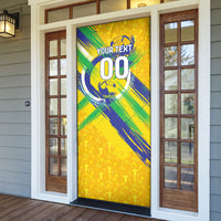 Personalized Brazil Soccer Football Jaguar Door Cover Christ The Redeeme - Soccer Mascot With Carnival Vibes