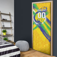 Personalized Brazil Soccer Football Jaguar Door Cover Christ The Redeeme - Soccer Mascot With Carnival Vibes