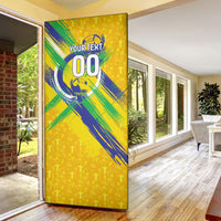 Personalized Brazil Soccer Football Jaguar Door Cover Christ The Redeeme - Soccer Mascot With Carnival Vibes