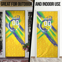 Personalized Brazil Soccer Football Jaguar Door Cover Christ The Redeeme - Soccer Mascot With Carnival Vibes