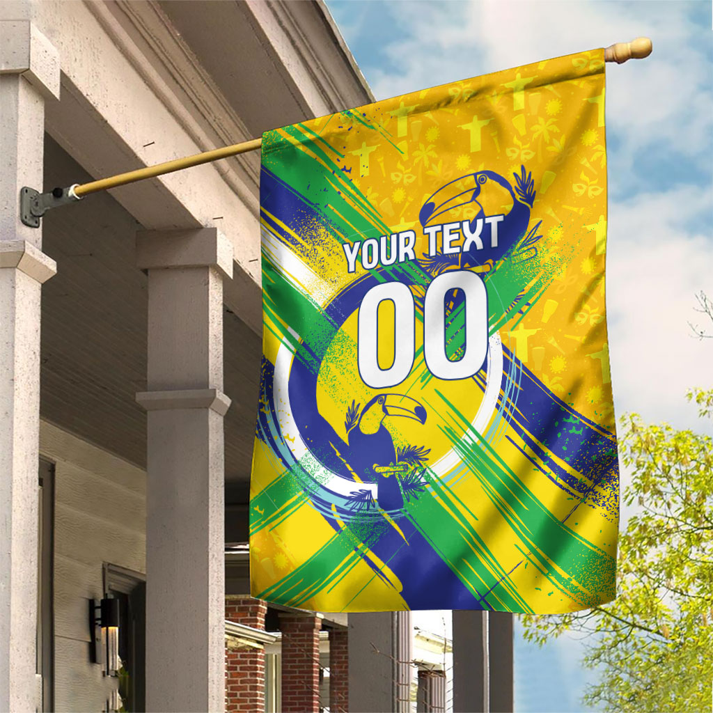 Personalized Brazil Soccer Football Jaguar Garden Flag Christ The Redeeme - Soccer Mascot With Carnival Vibes
