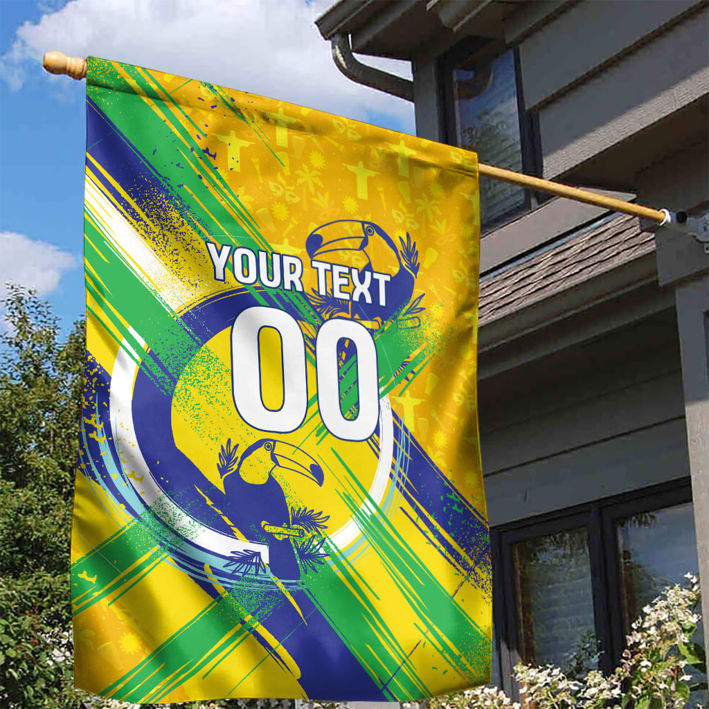 Personalized Brazil Soccer Football Jaguar Garden Flag Christ The Redeeme - Soccer Mascot With Carnival Vibes