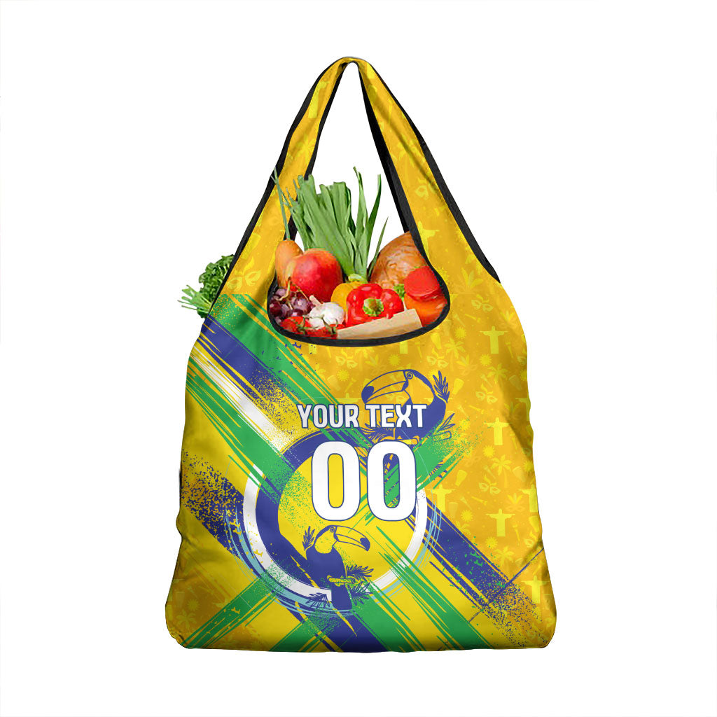 Personalized Brazil Soccer Football Jaguar Grocery Bag Christ The Redeeme - Soccer Mascot With Carnival Vibes